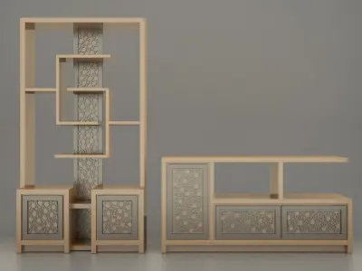 furniture set of with shelves and drawers Free 3D model