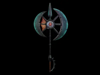 Stylized Water Axe Game Ready Low-poly 3D model