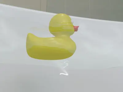 Surprised yellow rubber duck in a bath with water Free 3D model