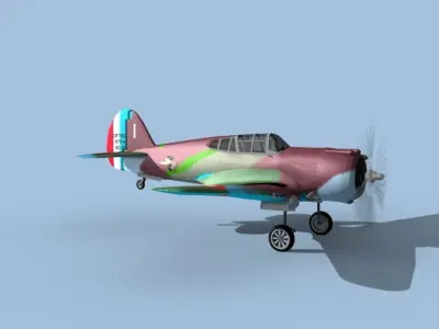 Curtiss H-75C Mohawk V09 France 3D model