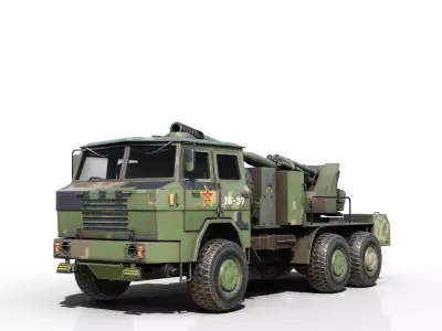 4 coatings of Chinese Army PCL09 PCL-09 Truck-mounted Howitzer Low-poly 3D model