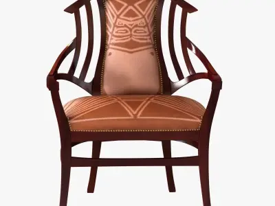 OAK UPHOLSTERED BODENHAUSEN ARMCHAIR DESIGNED BY HENRY VAN DE VE 3D model