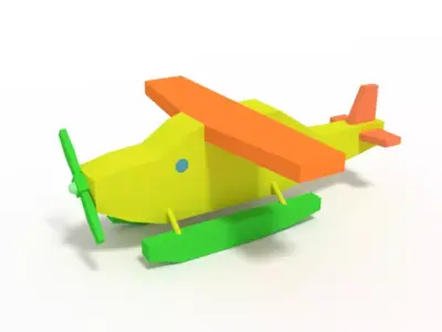 Low Poly Cartoon Hydroplane Toy Low-poly 3D model