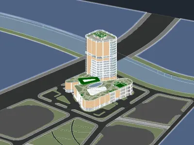commercial center combined with office buildings 3D model