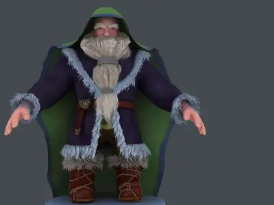 Dwarf with bow and arrows Low-poly 3D model