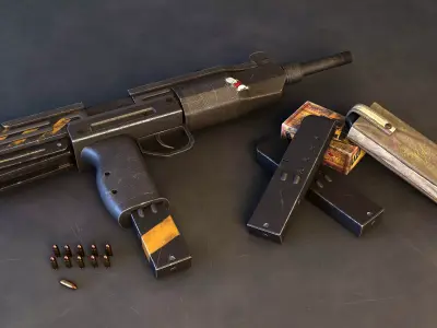 UZI - Bullet -uv ready Low-poly 3D model