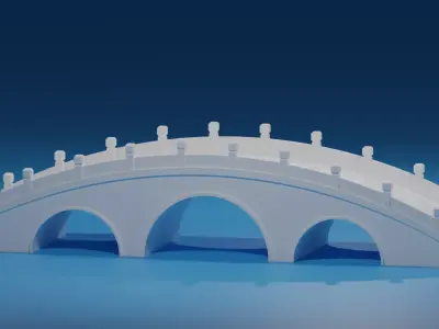 Cartoon Chinese Stone Bridge Low-poly 3D model