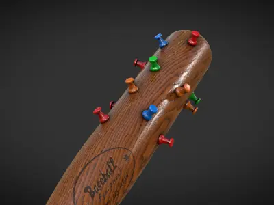 Baseball Bat with Pins Low-poly 3D model