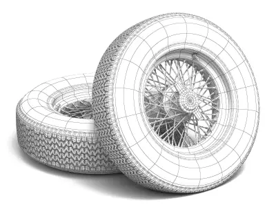 Dunlop CR48 tyres - Borrani rims 3D model