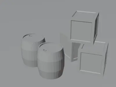 woody box Low-poly 3D model