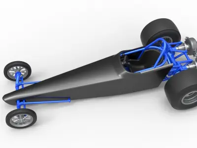 Dragster with twin Turbonique drag axle Scale 1 to 25 3D print model