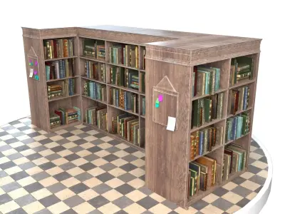 Old Bookshelf Low-poly 3D model