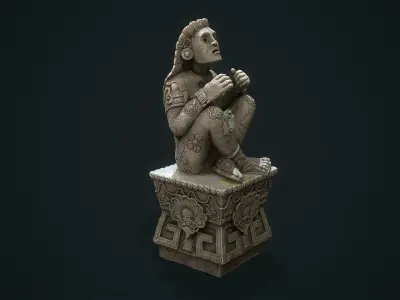 Statue Aztec Xochipilli God of art Low-poly 3D model
