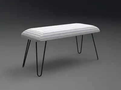 Titus upholstered metal Bench cotton stripes Low-poly 3D model