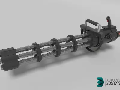 Minigun and Drill Low-poly 3D model