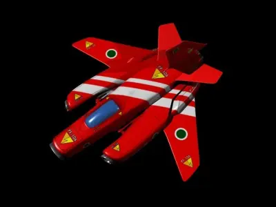 Red Fighter Low-poly 3D model