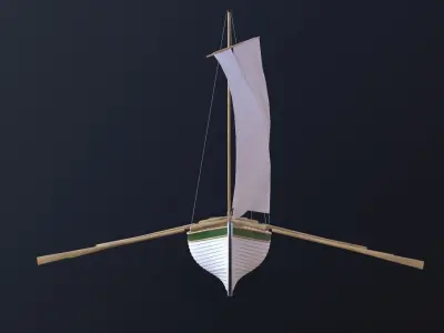 Wooden boat Yal-6 Low-poly 3D model