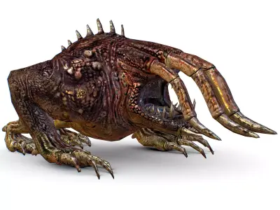 Low Poly Monster Big Tusks Huge Mouth Low-poly 3D model