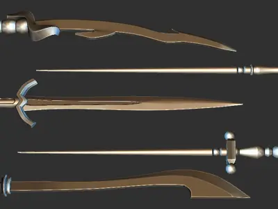 30 Highpoly and Lowpoly Sword Base Mesh Pack Low-poly 3D model
