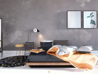 Bed with textures Free 3D model