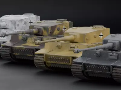 Tiger 1 - PzKpfw VI - WW2 Heavy Tank Low poly 3D model Low-poly 3D model