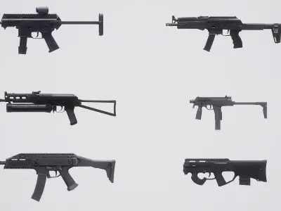 Submachinegun Set 1 gun Low-poly 3D model