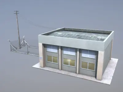MilitaryBase PortoVelho PowerStation Low-poly 3D model