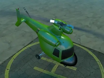 Rigged low poly cartoon helicopter Low-poly 3D model