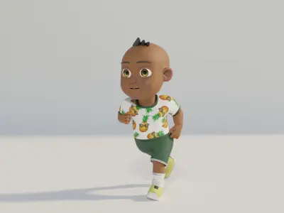 3D Kid Character Rigged Textured Low-poly 3D model