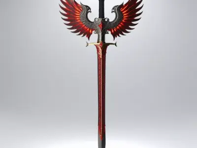 Red Phoenix Fantasy Sword 3D model