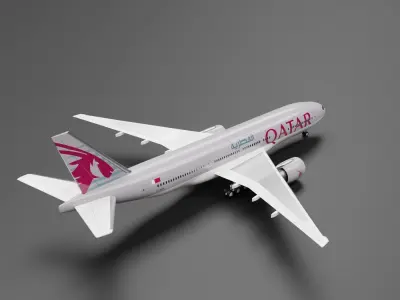 Boeing 777-200ER Qatar Airways Livery 3D model