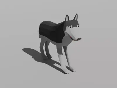 Wolf Low-poly husky 3D model