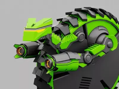 DRAGON BOT rigged - animated 3D model