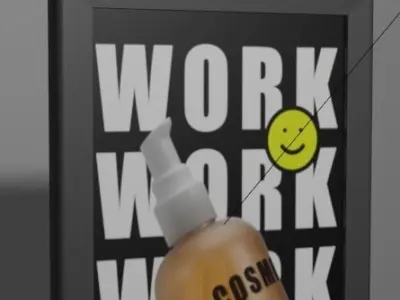  Marketing Board for Street Town Train Station Architectural Low-poly 3D model