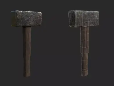 Medieval Blacksmith Hammer 3D model