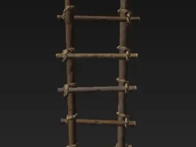 Wooden Ladder Low-poly 3D model