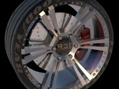 6 Spoke Sports Racing Car Tire and Wheel Free low-poly 3D model