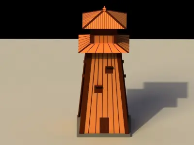 Low Poly Japanese Tower Low-poly 3D model