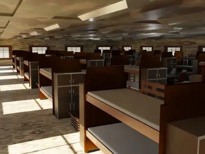 Military Dormitory Low-poly 3D model