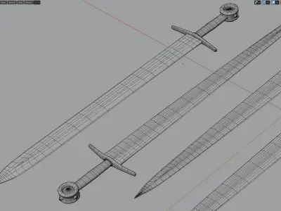 Textured Medieval Sword Low-poly 3D model
