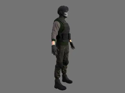 Character Soldier Low-poly 3D model
