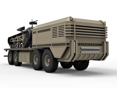 Military truck with GIJOE tracked vehicle 3D model