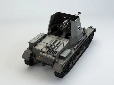 Low Poly SdKfz 101 PanzerJager I Tank Destroyer Low-poly 3D model