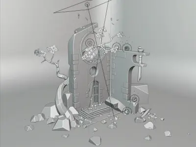 Tree Ruins Stylized 3D model