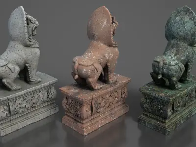 Ancient Khmer Statue16-250523 Low-poly 3D model