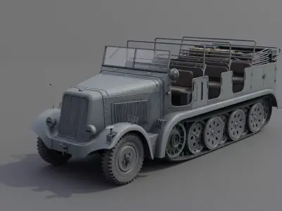 SdKfz7 Halftracked Artillery Tractor Low-poly 3D model