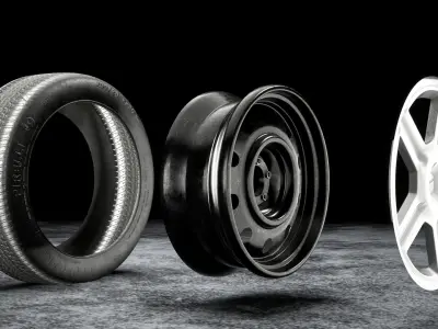 Steel car wheel 3D model