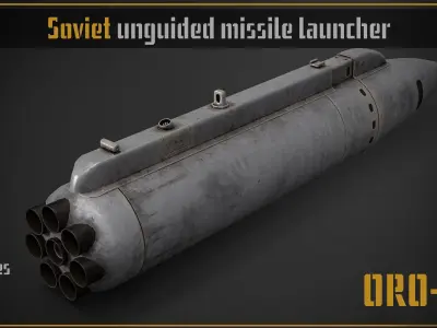 Game ready ORO-57K launcher unguided rockets Low-poly 3D model Low-poly 3D model