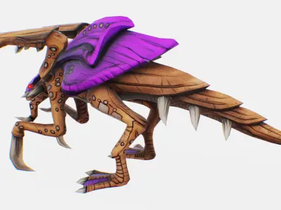 Alien Flea Monster Insect Creature Bug Lowpoly Zergling Low-poly 3D model