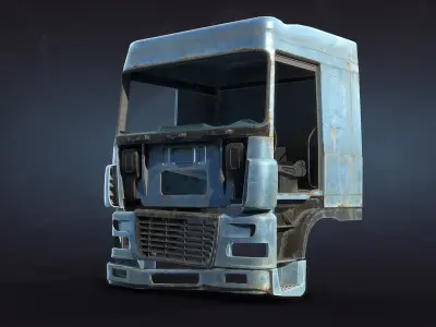 Truck Cab Rusty Low-poly 3D model